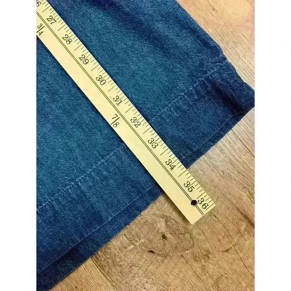 Vtg Lauren Ralph Lauren Denim Shift Dress Pockets Lace Up Front Short Sleeve 2 - Picture 12 of 13